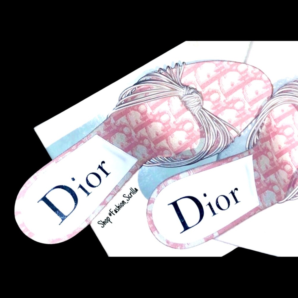 DIOR Vintage John Galliano Pink White Monogram Logo Trotter Platform Sandal Heel - Picture 9 of 14
